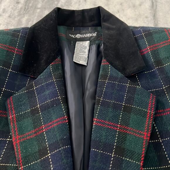 Sag Harbor Vintage Plaid Suit Jacket Blazer Metallic Holiday Woman Size 8 - Picture 5 of 12
